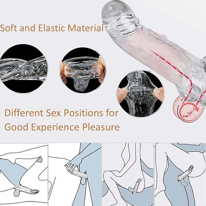 Penis Sleeve Extender Sex Toy for Men Cock Sleeve, 3 Sizes Pennis Extender Ultra-Soft Silicone, Adult Sex Toys & Games Sexuales Penis Extension Time for Male Sex Toy Pleasure Tools Couples Sex Toys
