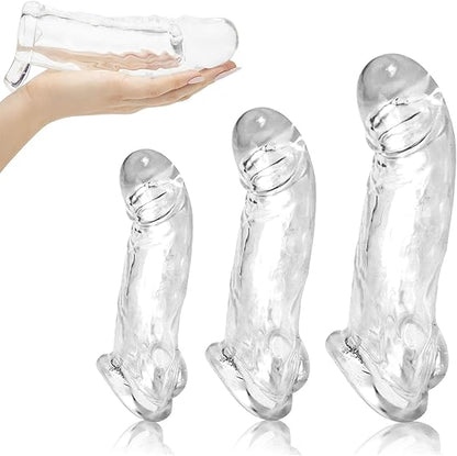 Penis Sleeve Extender Sex Toy for Men Cock Sleeve, 3 Sizes Pennis Extender Ultra-Soft Silicone, Adult Sex Toys & Games Sexuales Penis Extension Time for Male Sex Toy Pleasure Tools Couples Sex Toys