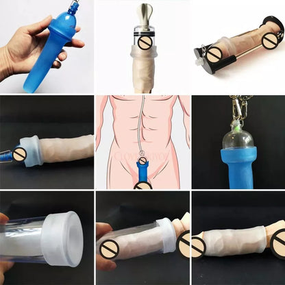 Silicone Sleeve Penis Stretcher Pump ADS Enlargement anti-turtle jelqing S-XXXL